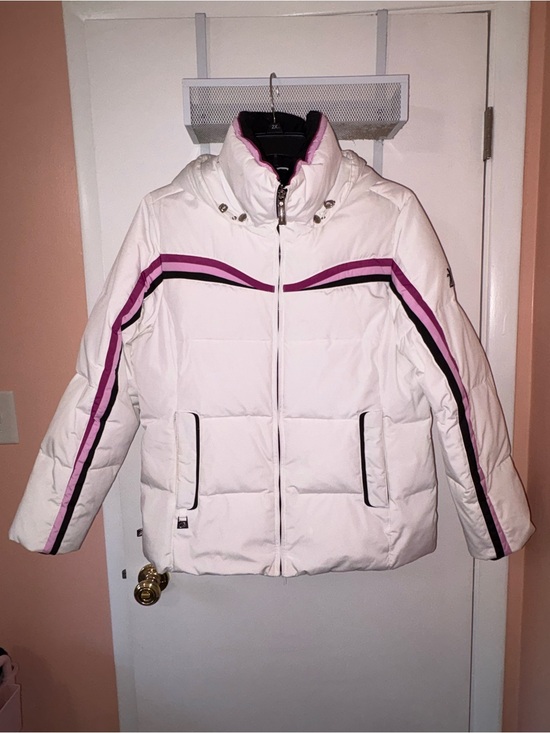 ZeroXposur Jackets & Blazers - ZeroXposur White Puffer Jacket with Pink Stripe Accents